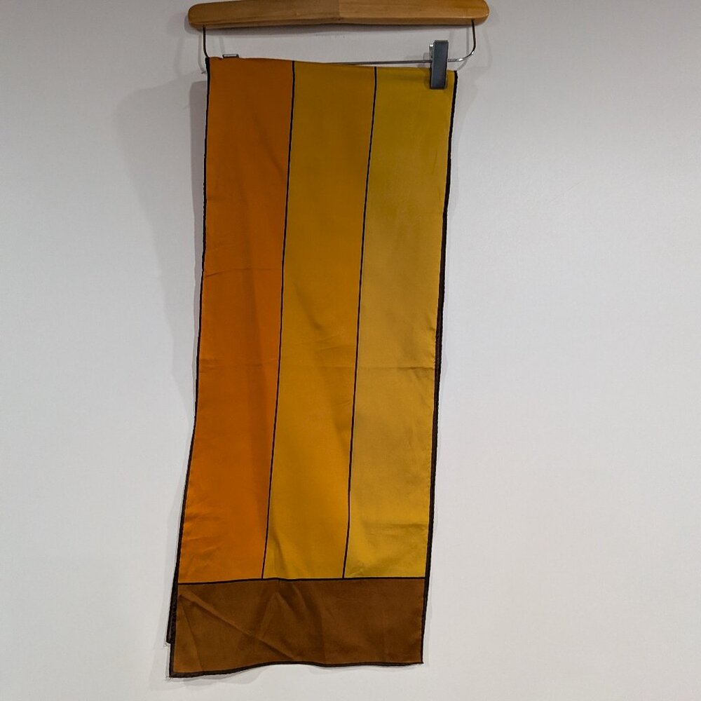 Vera Neumann Long Scarf Orange Yellow Brown VINTAGE
